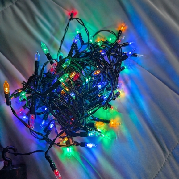 Multicolor Christmas Lights 100 LED 33 ft Battery Operated String Lights (EUC) - Picture 3 of 12